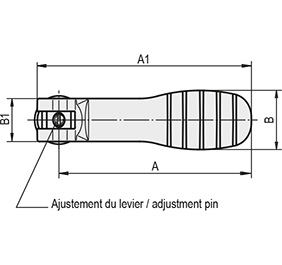 Schéma 1 + Adjustable cam lever 
in composite plastic 