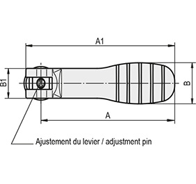 Schéma 1 + Adjustable cam lever 
in composite plastic 