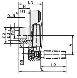 Schéma 2 + Handwheel with fold 
away grip 