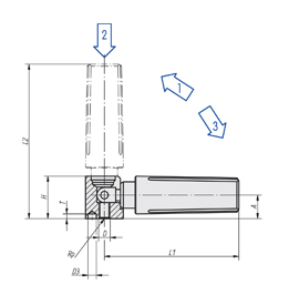 Schéma 1 + Safety grip 
folding away automatically 