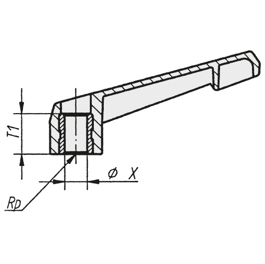 Schéma 2 + Non adjustable handle 
in composite plastic 