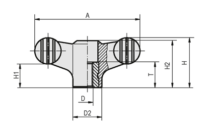 Schéma 2 + Knob JUT 
in composite plastic 