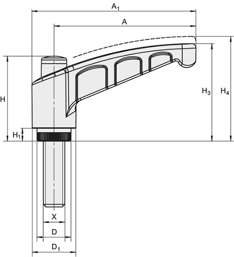 Schéma 3 + Adjustable lever ﬁt  
for «big batch» in composite plastic 