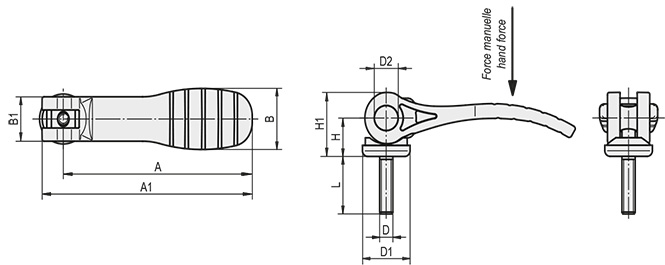 Schéma 2 + Cam lever 
in composite plastic 