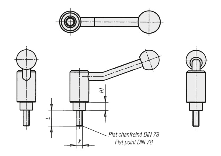 Schéma 2 + Safety adjustable handle 
in steel 