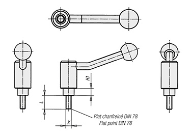 Schéma 2 + Safety adjustable handle 
in steel 