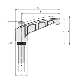 Schéma 3 + Adjustable lever ﬁt  
for «big batch» in composite plastic 