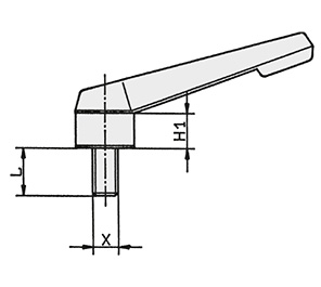 Schéma 4 + Non adjustable handle 
in composite plastic 