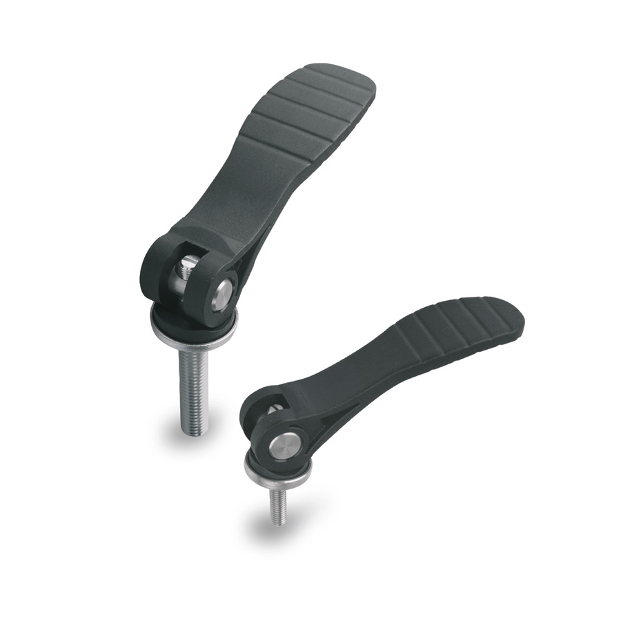 Adjustable clamping lever 355 version G with external thread M6 x 20mm lever length L1 = 63mm polyamide black-grey 