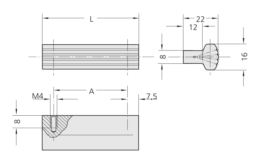 Schéma 1 + Handle PR 
in aluminium 