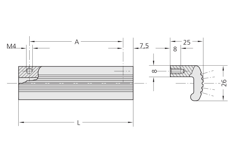 Schéma 2 + Handle PR 
in aluminium 