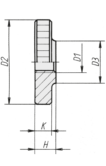 Schéma 1 + Knurled nut 
low version DIN 467 in steel or stainless steel 