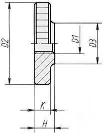 Schéma 1 + Knurled nut 
low version DIN 467 in steel or stainless steel 