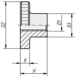 Schéma 1 + knurled nut 
high version DIN 466 in steel or stainless steel 