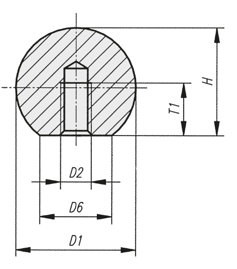 Schéma 1 + Ball knob 
in aluminium or stainless steel 