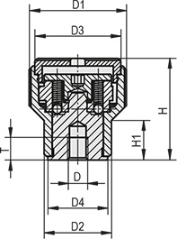 Schéma 2 + Knob with adjustable 
maximum torquein composite plastic 