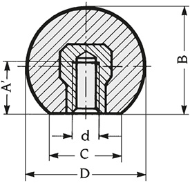 Schéma 2 + Ball knob 
in composite  plastic 