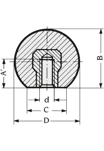 Schéma 2 + Ball knob 
in composite  plastic 