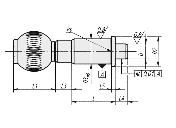 Schéma 1 + High precision index plunger 
with cylindrical tip 