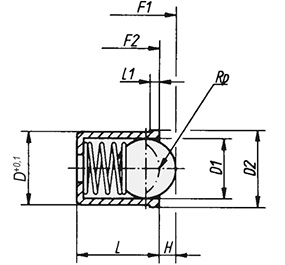 Schéma 1 + Push-ﬁt spring plunger 
plastic version 