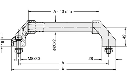 Schéma 1 + Handle DB 
with  aluminium tube diam. 20mm 