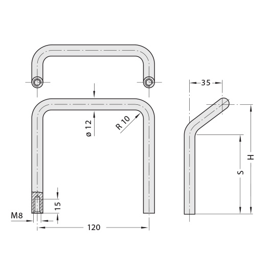 Schéma 1 + Handle DT 
in steel 