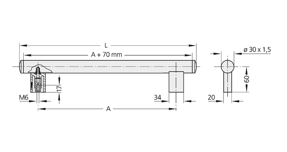 Schéma 1 + Handle  AX 
in aluminium 