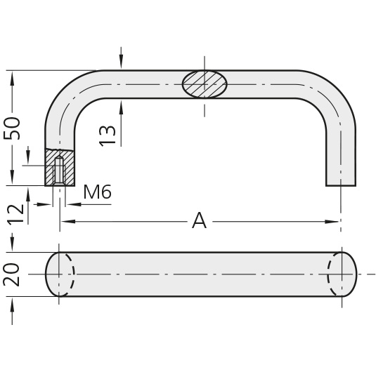 Schéma 1 + Handle  RM 
in aluminium 