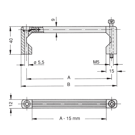 Schéma 2 + Handle DN 
in aluminium 