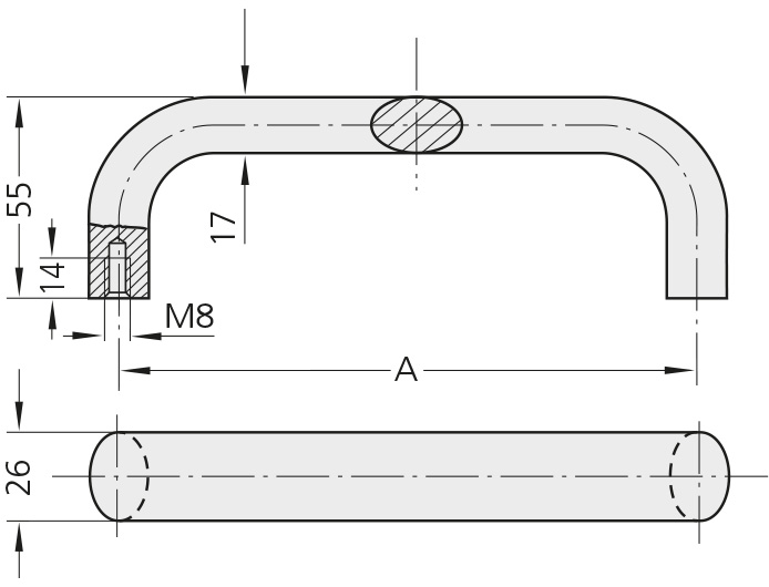 Schéma 2 + Handle  RM 
in aluminium 