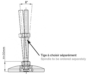 Schéma 1 + Metal plate for 8° swivel feet