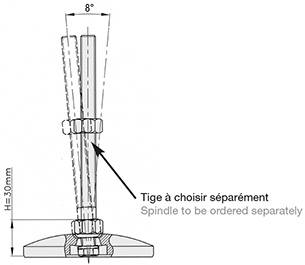 Schéma 1 + Plastic plate for 8° swivel feet