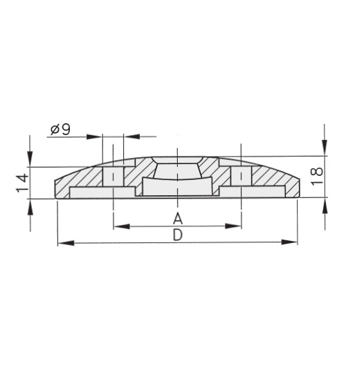 Schéma 3 + Metal plate for 8° swivel feet 
with fastening holes 