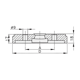 Schéma 3 + Plastic plate for 8° swivel feet 
with fastening holes 