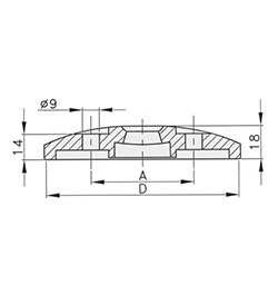 Schéma 3 + Metal plate for 8° swivel feet 
with fastening holes 