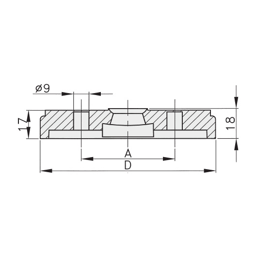 Schéma 3 + Plastic plate for 8° swivel feet 
with fastening holes 