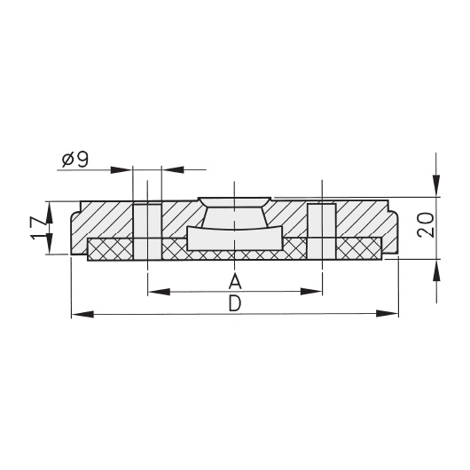 Schéma 4 + Plastic plate for 8° swivel feet 
with fastening holes 