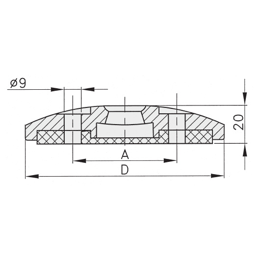 Schéma 4 + Metal plate for 8° swivel feet 
with fastening holes 