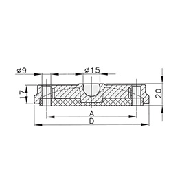 Schéma 4 + Plastic plate for 40° swivel pad 
with fastening holes 