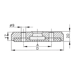 Schéma 4 + Plastic plate for 8° swivel feet 
with fastening holes 