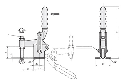 Schéma 1 + Heavy duty Vertical clamp in steel